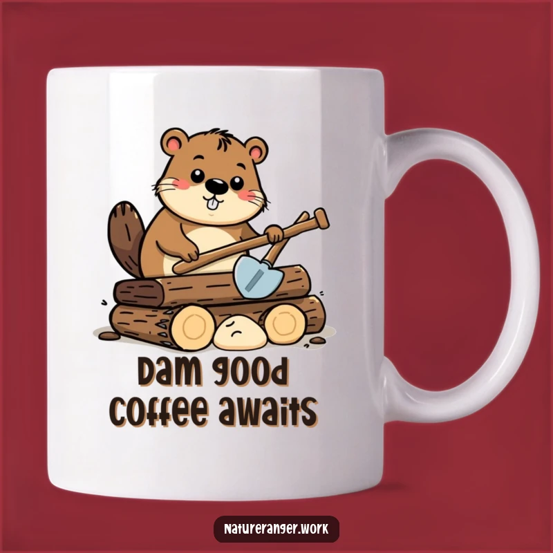 Funny Beaver Construction Mug: A Curious Cartoon Beaver Digging, Perfect Gift for Construction Lovers