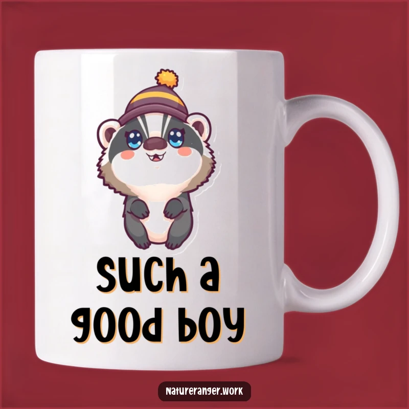 Funny Badger Hat Mug: Wide-Eyed Happy Creature Gift