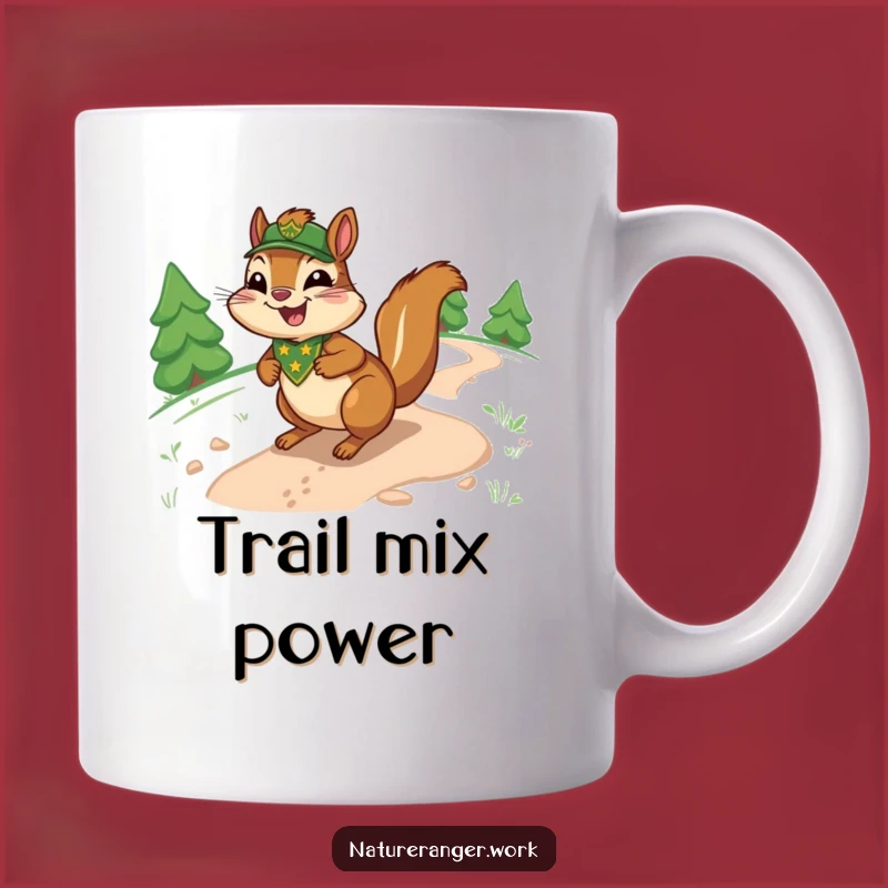 Funny Chipmunk Ranger Mug: Joyful Cartoon Sliding Down Trail, Perfect Park Gift