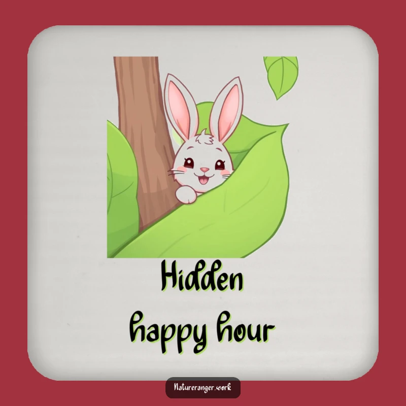 Funny Rabbit Leaf Drink Coaster: Protect Surfaces with Woodland Whimsy