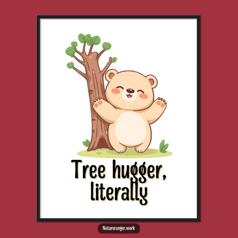 Funny Bear Tree Poster: Giggling Cub's Playroom Art, a Humorous Gift for Walls