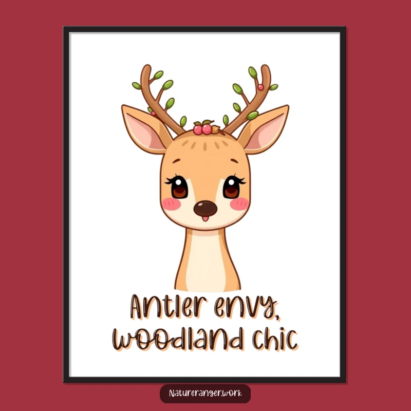 Beautiful Free Printable Wall Art: Smiling Deer, Nature Antlers, Rustic Decor Downloadable!