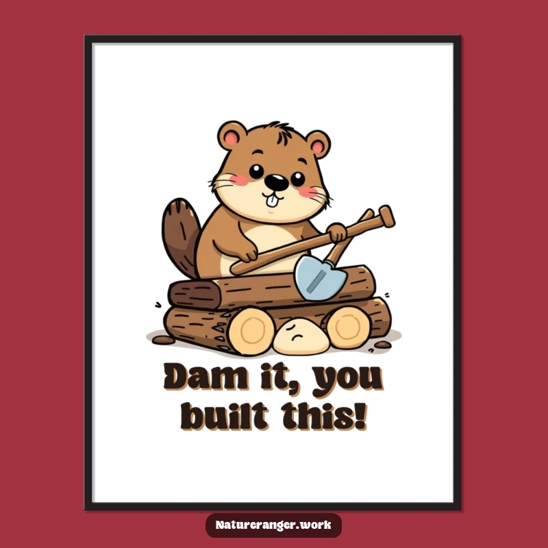 Funny Free Printable Beaver Wall Art: Cute Cartoon Log Lover Downloadable