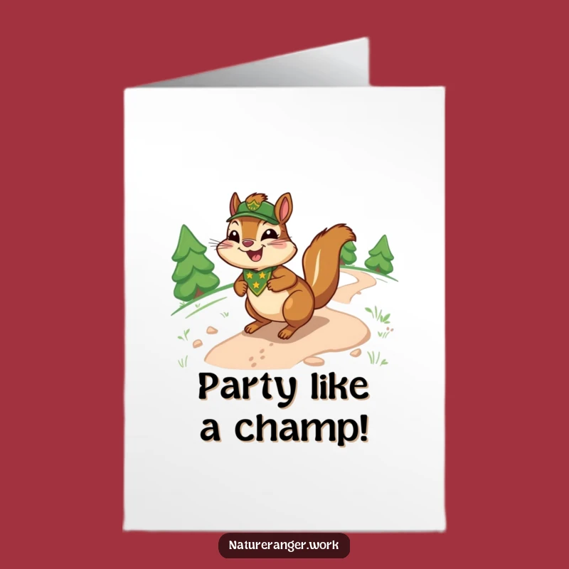 Free Printable Chipmunk Birthday Card: Funny Ranger Slide Downloadable Gift