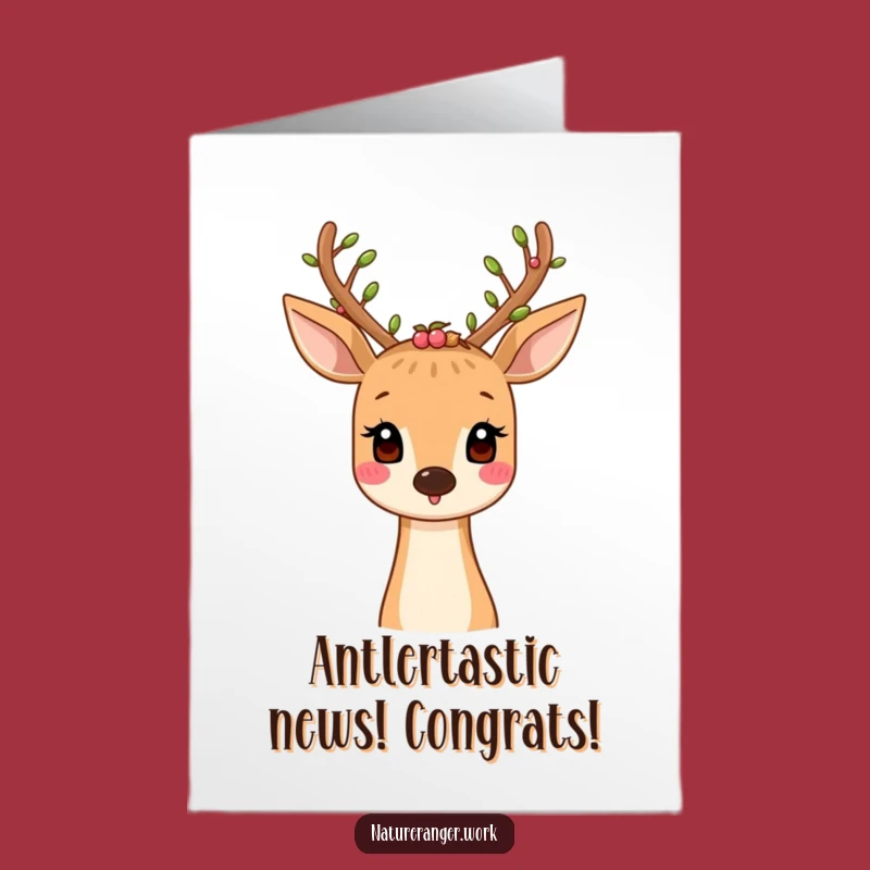 Free Printable Congrats Card: Cheerful Deer, Autumn Antlers, Nature Downloadable Gift!