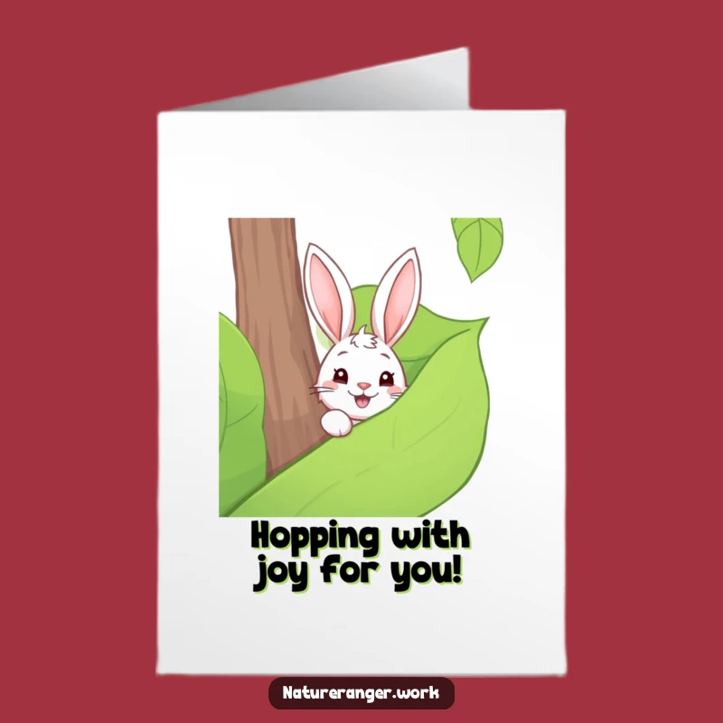 Free Printable Congrats Card: Curious Rabbit Behind Leaf, Surprise Downloadable Gift!