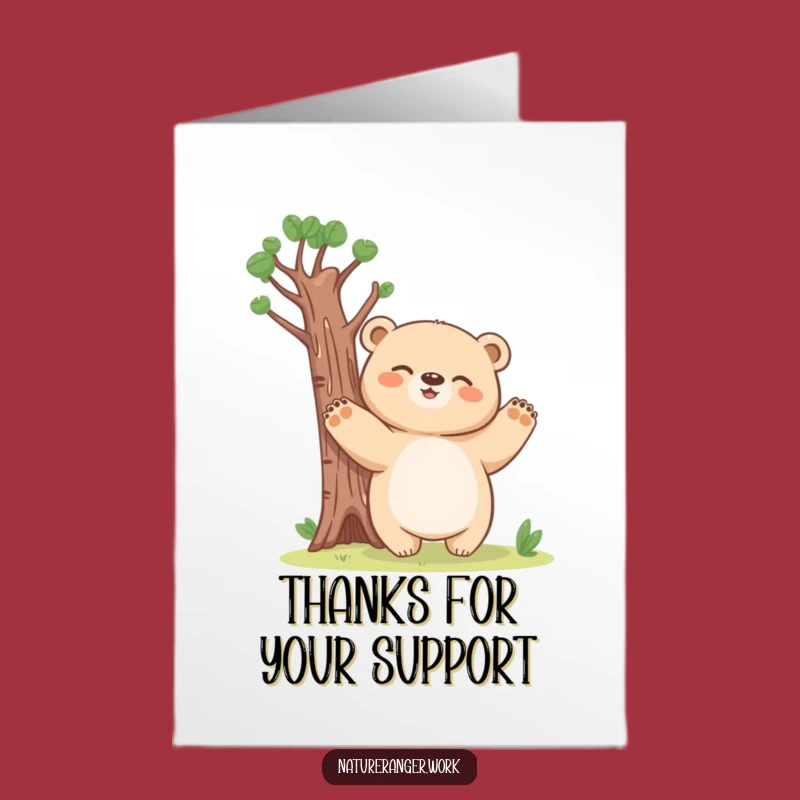 Free Printable Thank You Card: Giggling Bear Tree Funny Downloadable Gift for Thanks