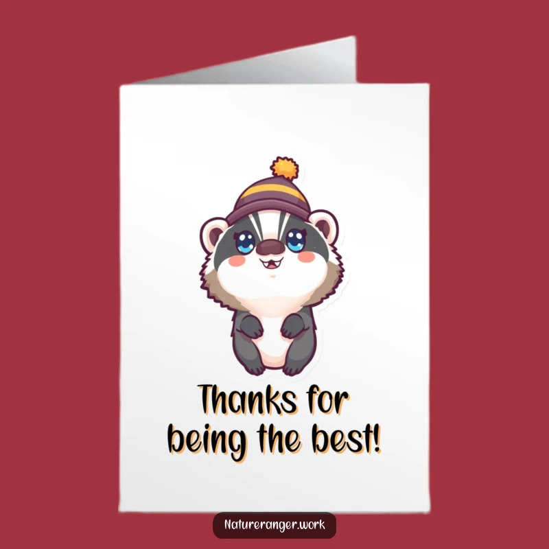 Funny Free Printable Badger Thank You Card: Happy Hat Wearer Downloadable for Sweet Gratitude