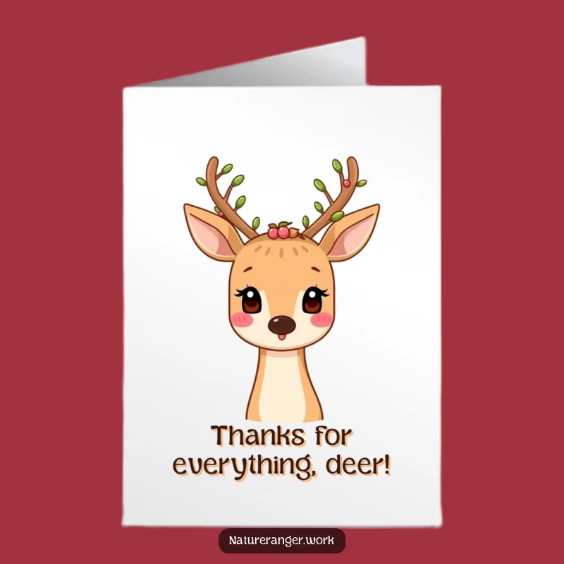 Free Printable Thank You Card: Gentle Deer, Leafy Antlers, Nature Downloadable Gift!