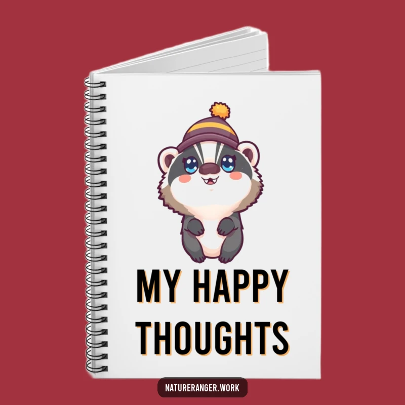 Funny Badger Hat Notebook: Wide-Eyed Happy Thoughts Journal