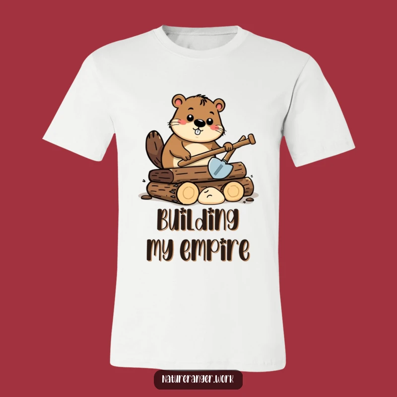 Funny Beaver Building Tee: Cartoon Beaver with Shovel, Hilarious Construction Apparel Gift