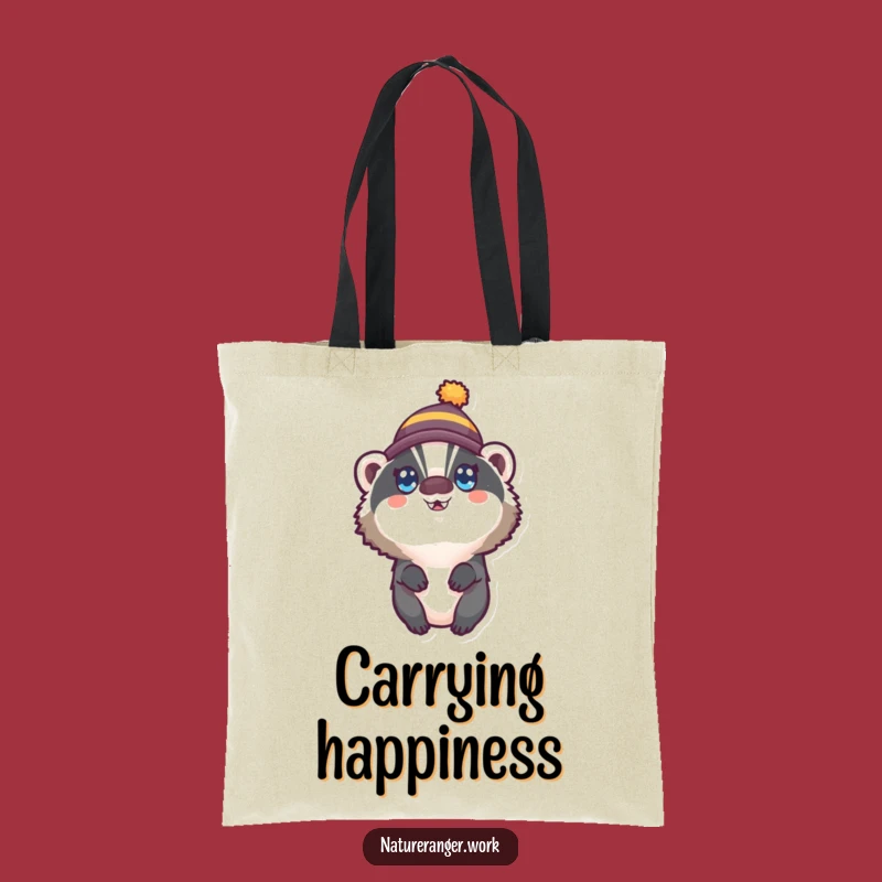 Funny Badger Hat Tote Bag: Wide-Eyed Happy Creature Accessory
